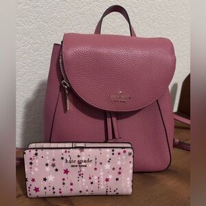 Kate Spade Leila Medium Flap backpack and Wallet Combo